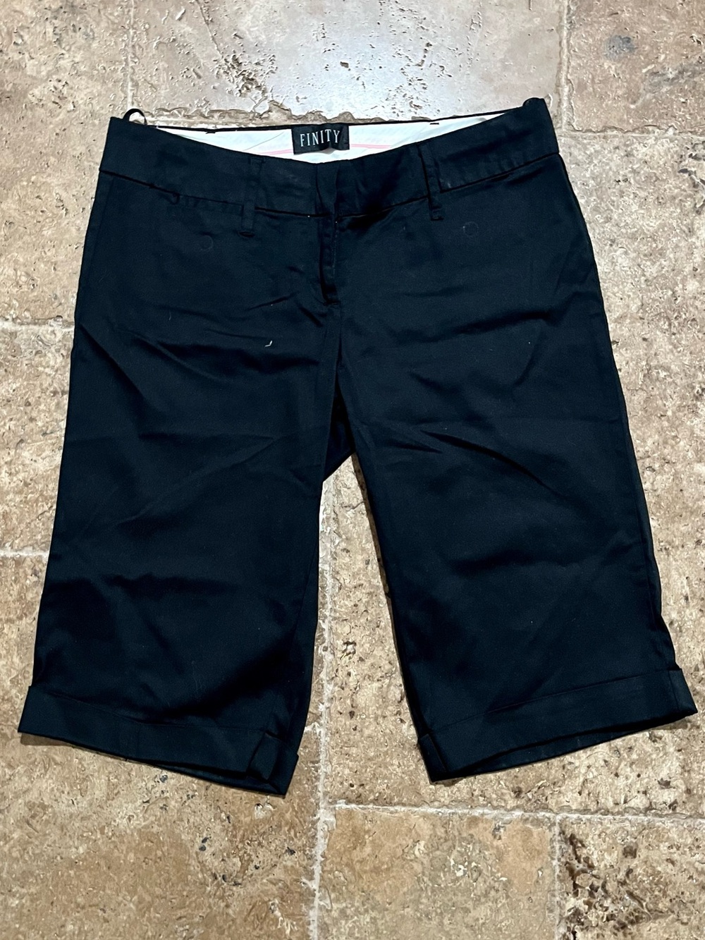 Finity Y2K Black Low Rise Knee Length Bermuda Shorts - Picture 2 of 7